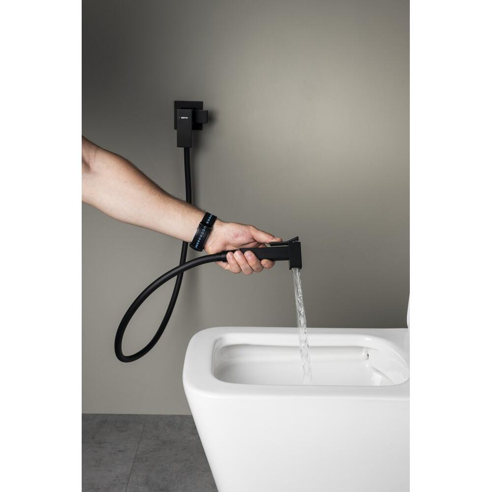 CUBEMIX Bidetarmatur mit Brausestopp, Schwarz matt