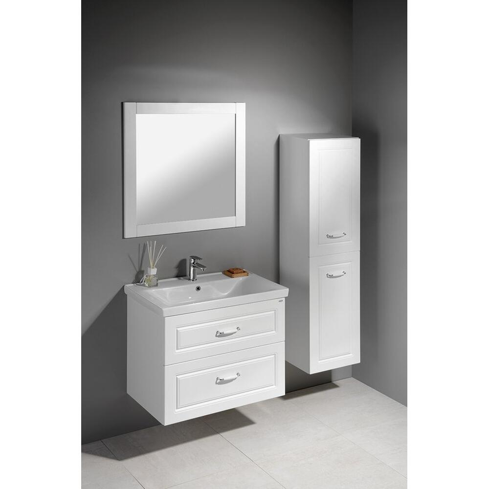 FAVOLO Hochschrank mit Wäschekorb 40x150x31cm, Weiß matt