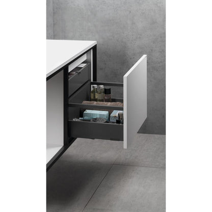 Badmöbelset SKARA 100, schwarz matt / weiß matt