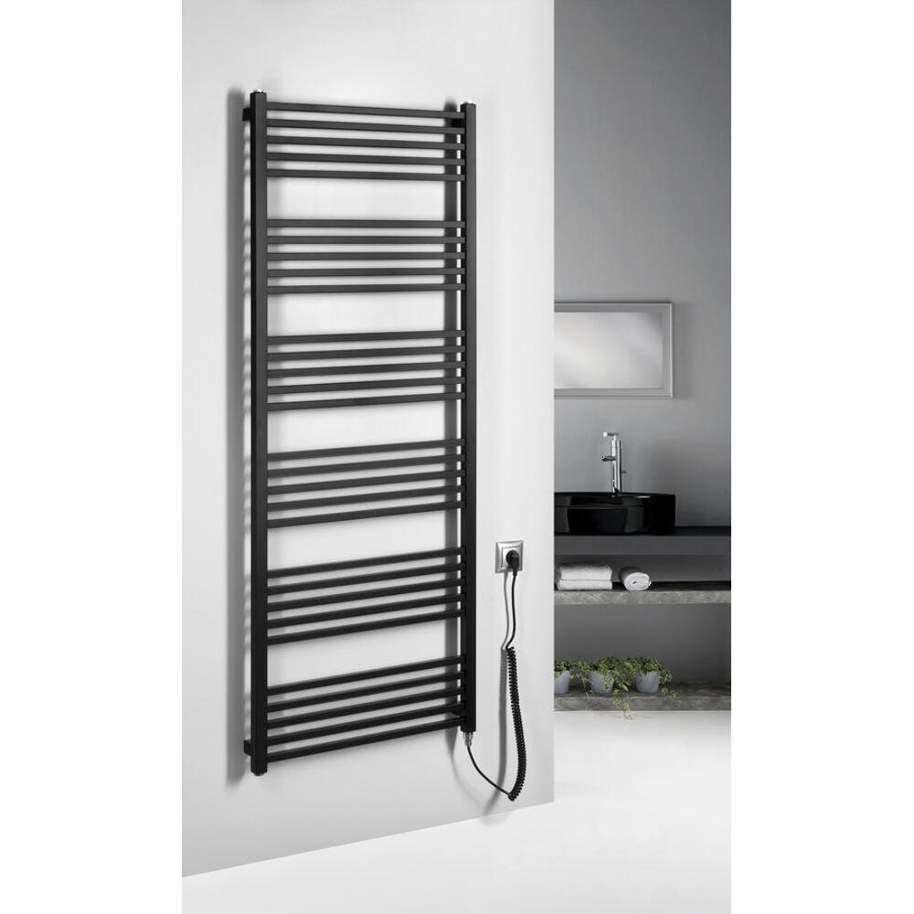 METRO-E Elektrischer Badheizkörper, gerade, 600x1620 mm, 800 W, Schwarz matt
