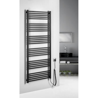METRO-E Elektrischer Badheizkörper, gerade, 600x1620 mm, 800 W, Schwarz matt