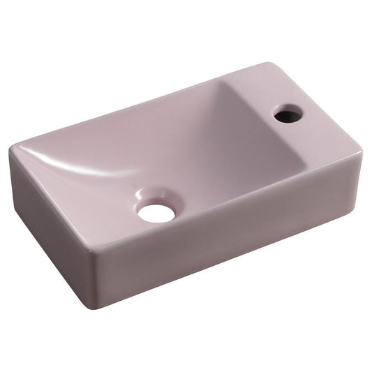 MARGITHA Keramik-Waschtisch 38x22cm,  Armaturloch auf der rechten Seite, Rosa