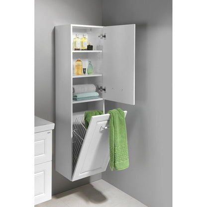 FAVOLO Hochschrank mit Wäschekorb 40x150x31cm, Weiß matt