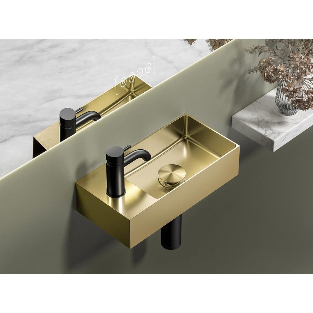 AURUM Edelstahl-Waschtisch, 36,5x18cm, inklusive Ablauf ,Gold matt