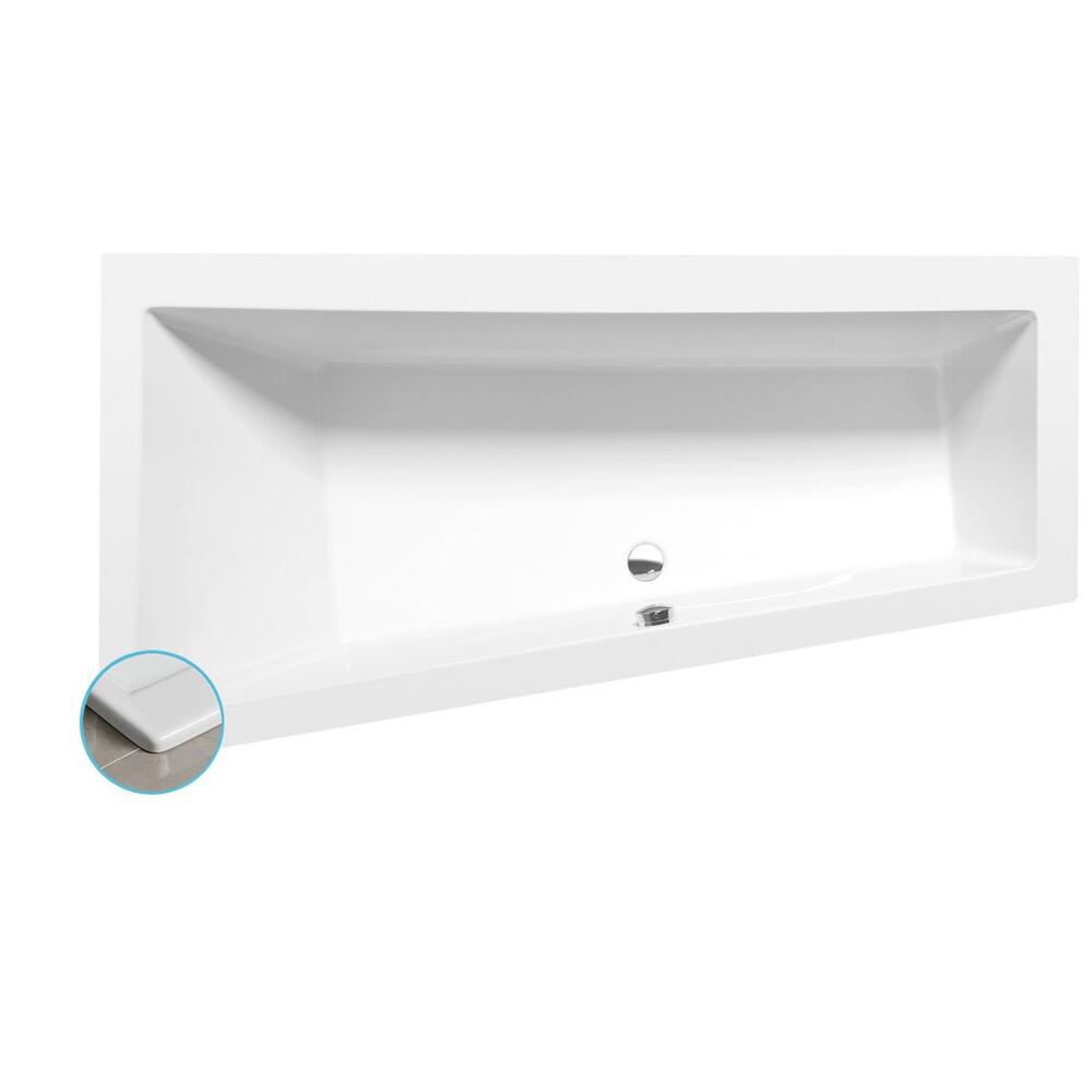 ANDRA L SLIM asymmetrische Badewanne 180x90x45cm, weiss