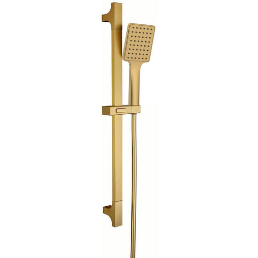 Brausegarnitur eckig, Schiebehalter 680mm, gold matt