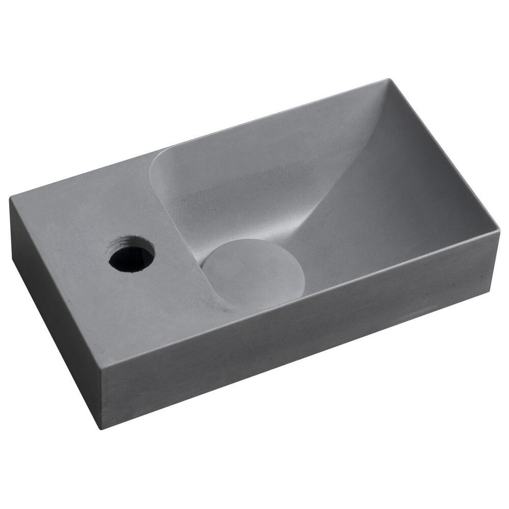 PICCOLINO Beton-Waschbecken 30,8x17cm, Wasserhahn linken, Grau matt