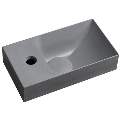 PICCOLINO Beton-Waschbecken 30,8x17cm, Wasserhahn linken, Grau matt