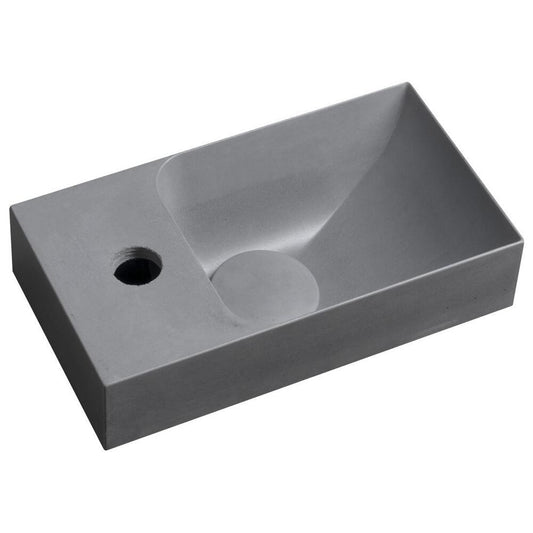PICCOLINO Beton-Waschbecken 30,8x17cm, Wasserhahn linken, Grau matt
