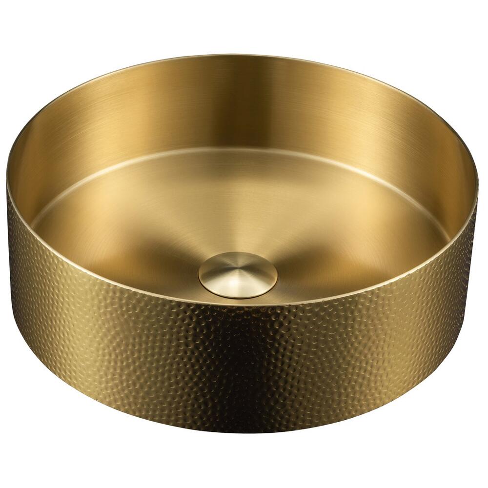 AURUM Aufsatzwaschtisch Durch. 38cm, inkl. Ablauf, Schmiedemetall, Gold matt