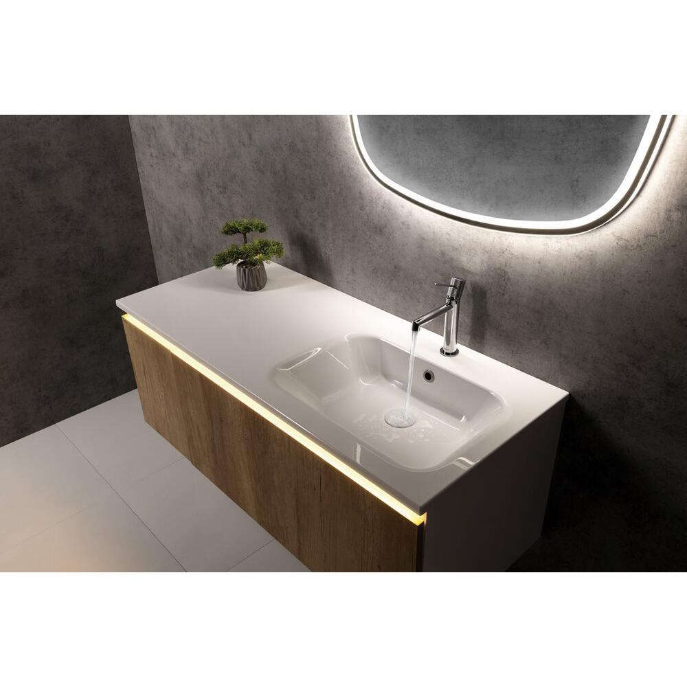 ARECA Gussmarmor-Waschtisch 121x51,5cm, rechts, weiß
