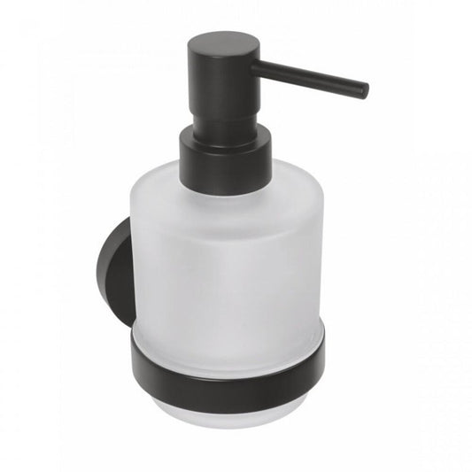 X-ROUND BLACK Seifenspender 200ml, Milchglas, Schwarz matt