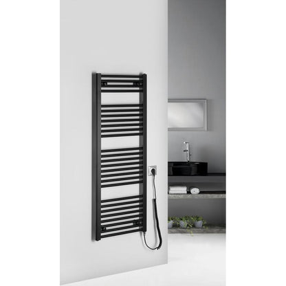 DIRECT-E Elektrischer Badheizkörper, gerade, 450x1320 mm, 400 W, Schwarz