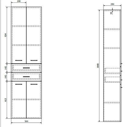ZOJA/KERAMIA FRESH Hochschrank mit Wäschekorb 50x184x29cm, weiß