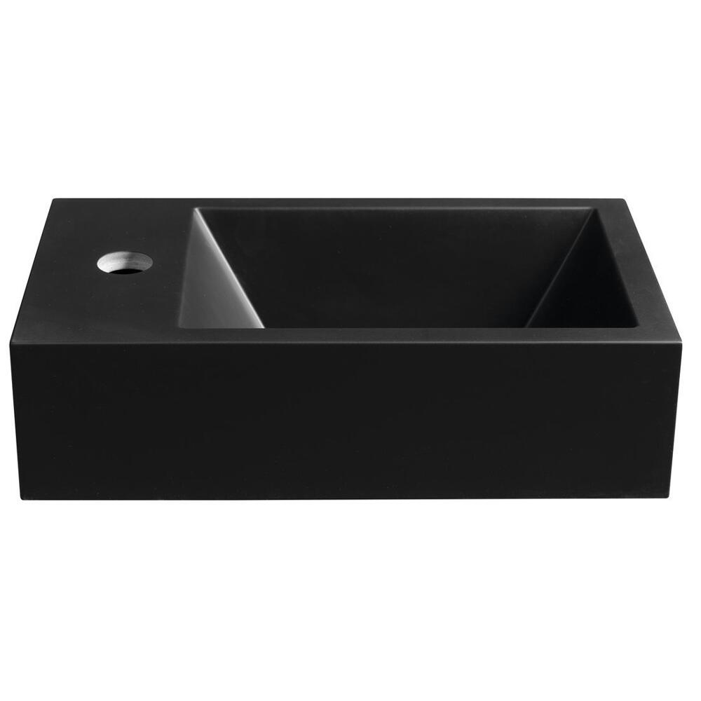 AMAROK Gussmarmor-Waschtisch 40x22cm, links, schwarz matt