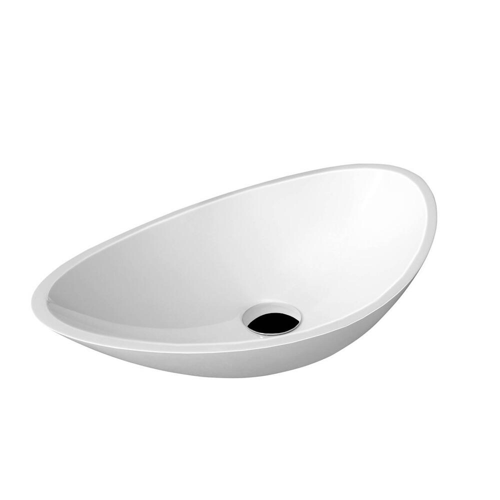 ROSSETA Gussmarmor-Waschtisch zum Aufsetzen 56,4x32,3cm, weiß