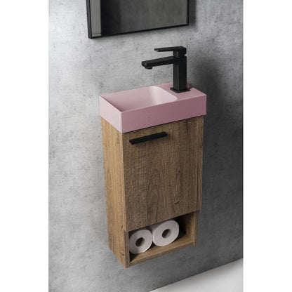 PICCOLINO Beton-Waschbecken 30,8x10x17cm, Armaturloch rechts, Rosa