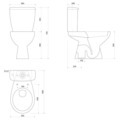 MANUEL Kombi-WC, Abgang senkrecht, weiß
