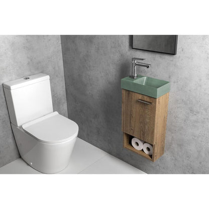 PICCOLINO Beton-Waschbecken 30,8x17cm, Wasserhahn linken, Grün matt