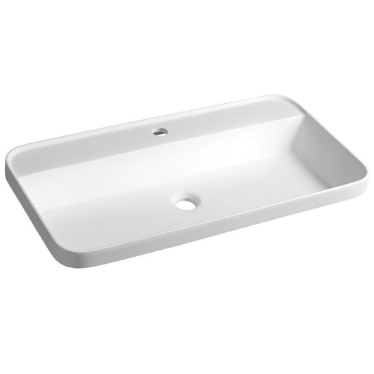 BRAHEA Einbauwaschbecken, Rockstone, 75x39 cm, Weiß matt