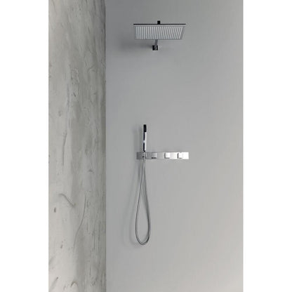 Unterputz-Armatur mit Brausehalter, 2 Wege, eckig, Chrom