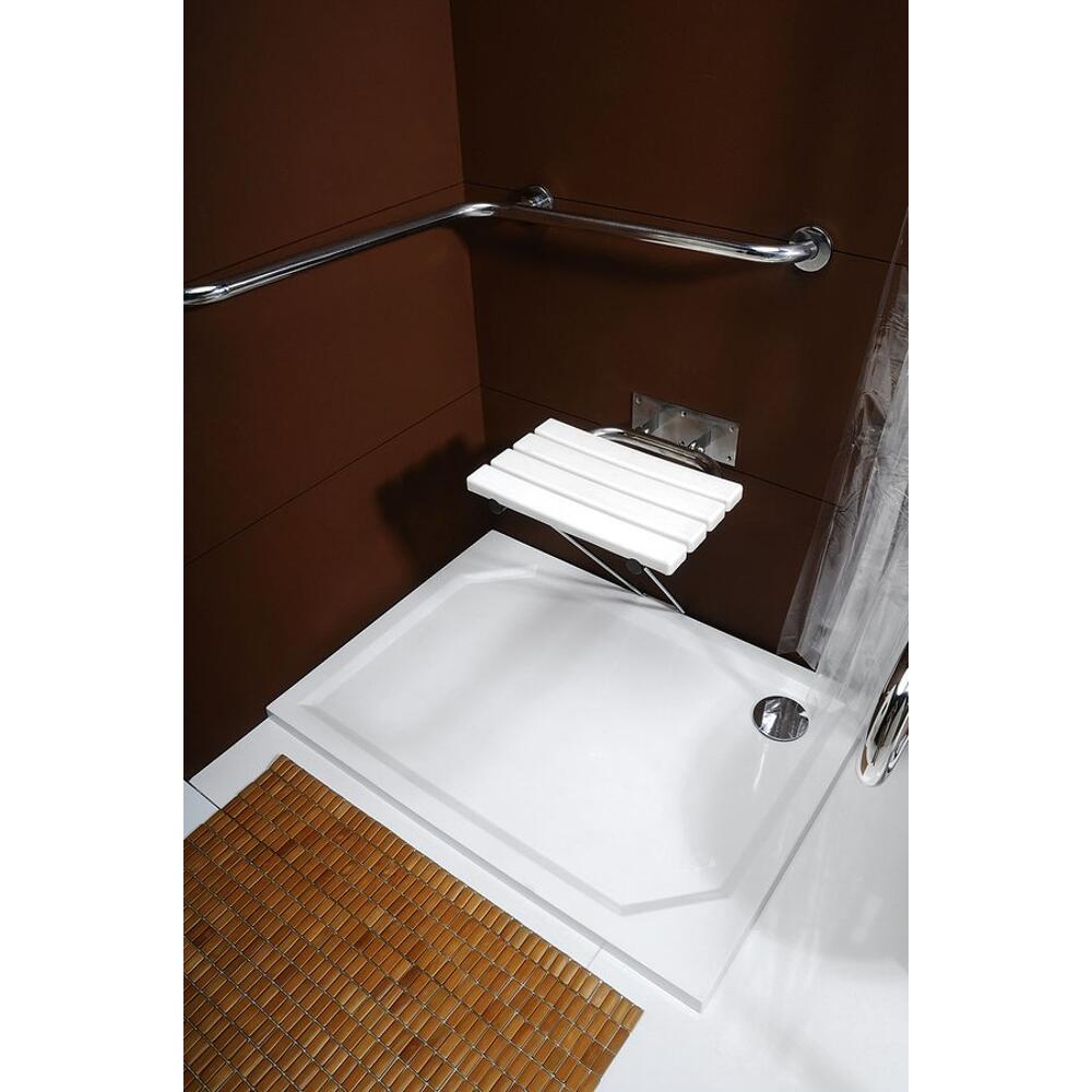 HANDICAP Duschklappsitz mit Stützfuß, 44x45cm, Weiß