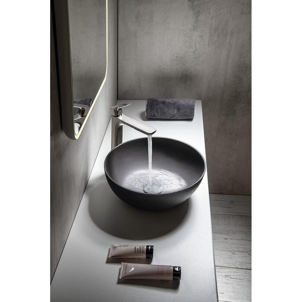 FORMIGO Betonwaschbecken zum Aufsetzen, Durchmesser 39cm, Anthrazit matt