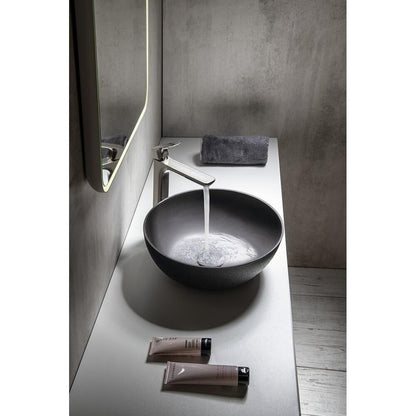 FORMIGO Betonwaschbecken zum Aufsetzen, Durchmesser 39cm, Anthrazit matt