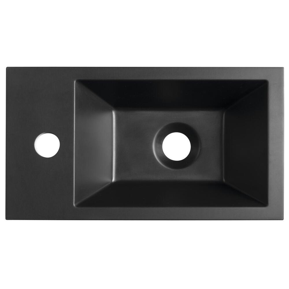 AMAROK Gussmarmor-Waschtisch 40x22cm, links, schwarz matt