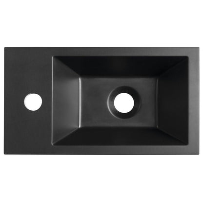 AMAROK Gussmarmor-Waschtisch 40x22cm, links, schwarz matt