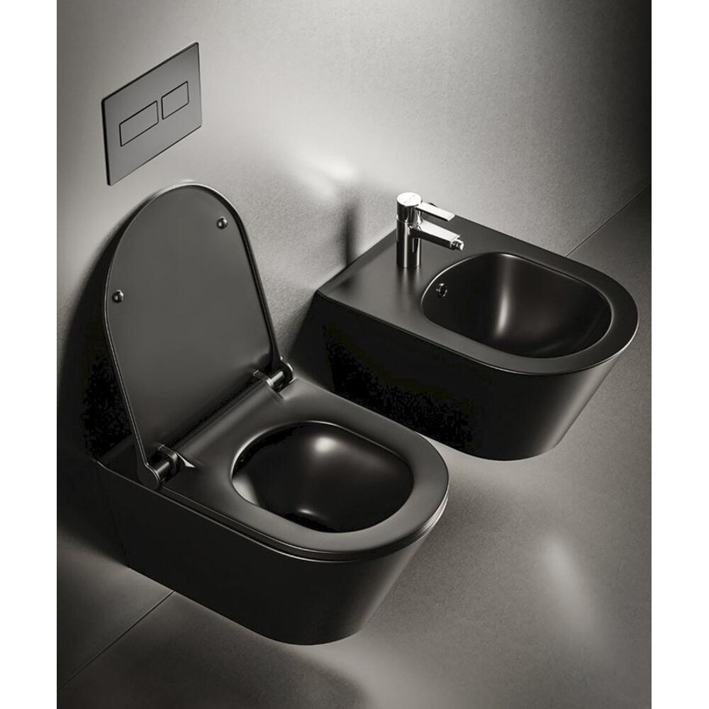 AVVA Hänge-WC, spülrandlos, 35,5x53cm, schwarz matt