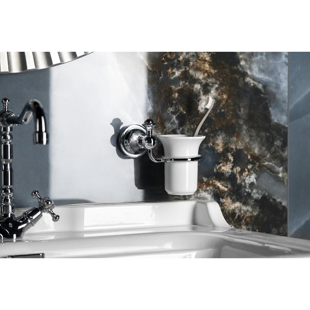 NEVIS Zahnputzbecher, Keramik, Chrom