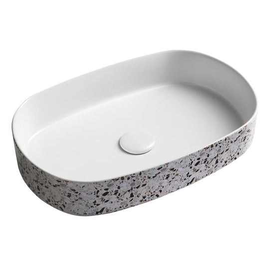 INFINITY OVAL Aufsatzwaschtisch 55x36cm, terrazzo