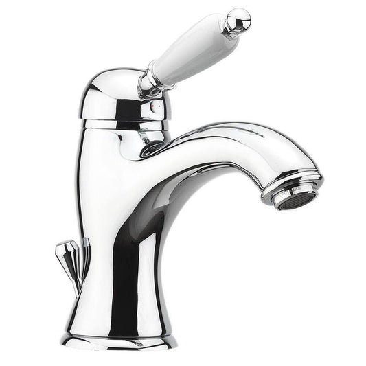 KIRKÉ WHITE Waschtischarmatur mit Ablauf, Weiss/Chrom