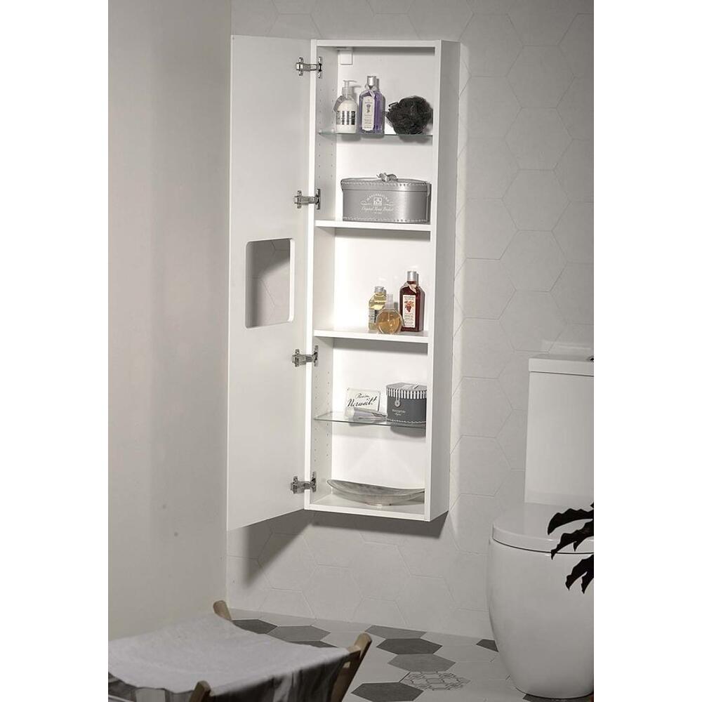 ELLA Hochschrank 40x140x20cm, 1x Tür, links/rechts, weiß