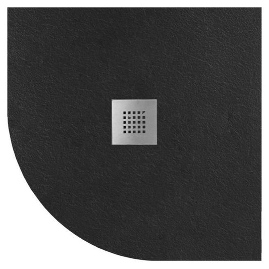 MITIA Gussmarmor-Duschwanne, Viertelkreis, 90x90cm, schwarz matt