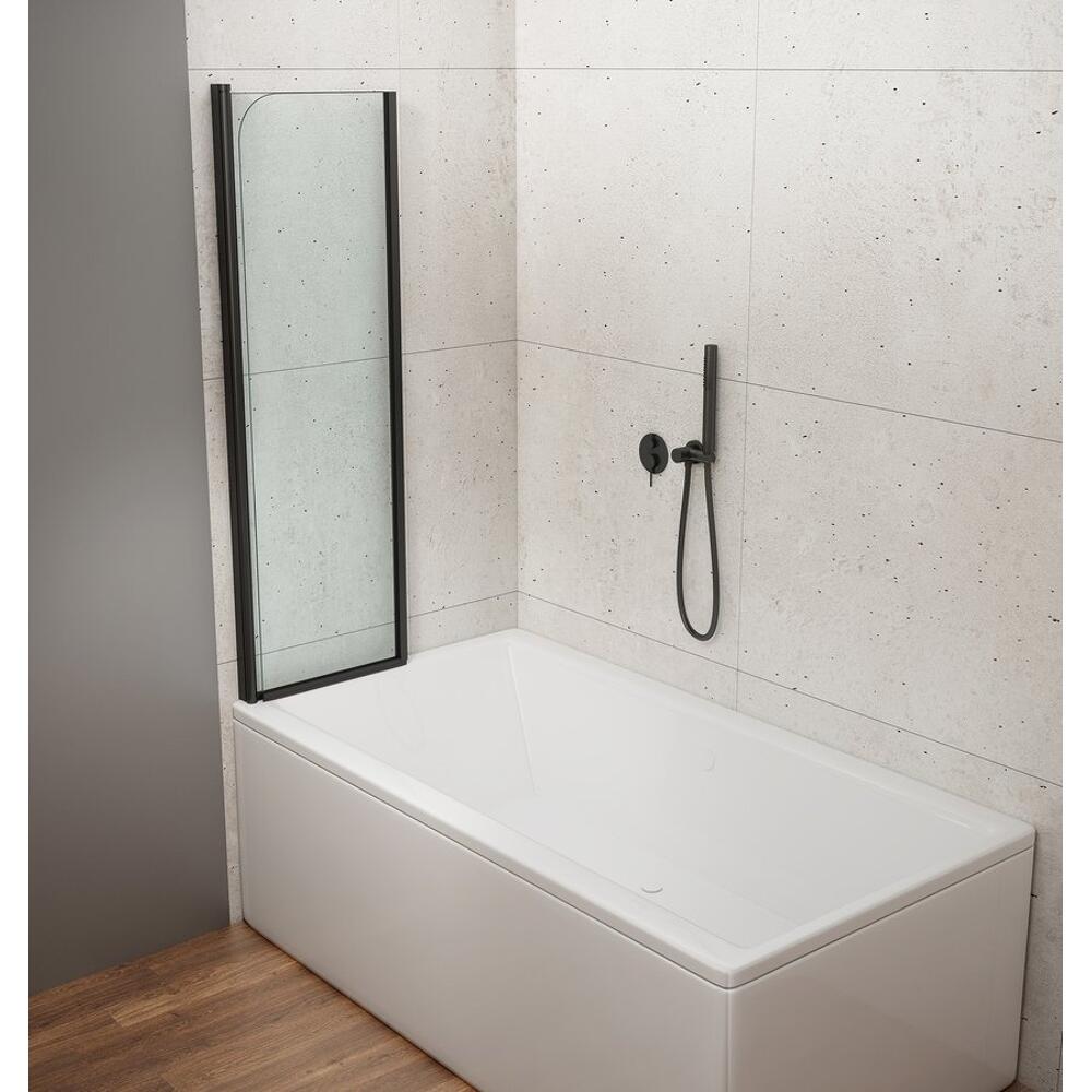 WILA Wannenabtrennung 900x1400mm, Schwarz, Klarglas