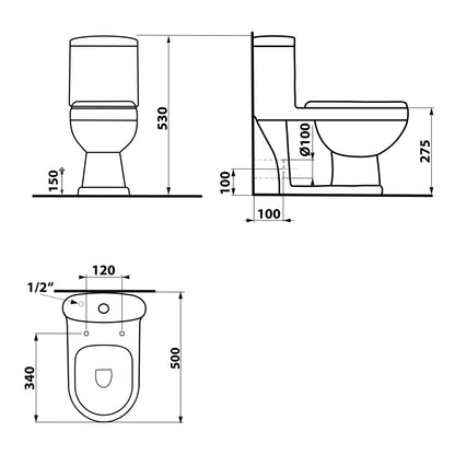 PETIT Kinder-WC Kombi, Abgang senkrecht/waagerecht, Weiß