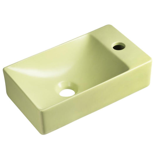 MARGITHA Keramik-Waschtisch 38x22cm, Armaturloch auf der rechten Seite,  pistazien-farben