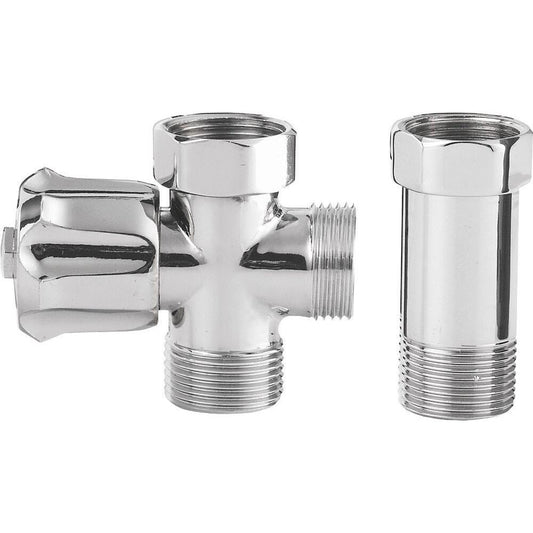 Waschmaschinen-Ventil vor Wandarmatur mit Rückschlagventil 3/4"x3/4", Chrom