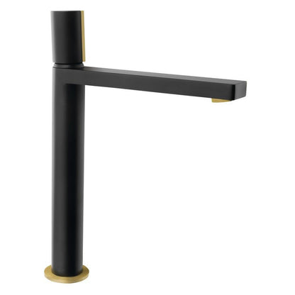 KAISA Waschtischarmatur, hoch, Chrom, 235mm, schwarz/gold matt