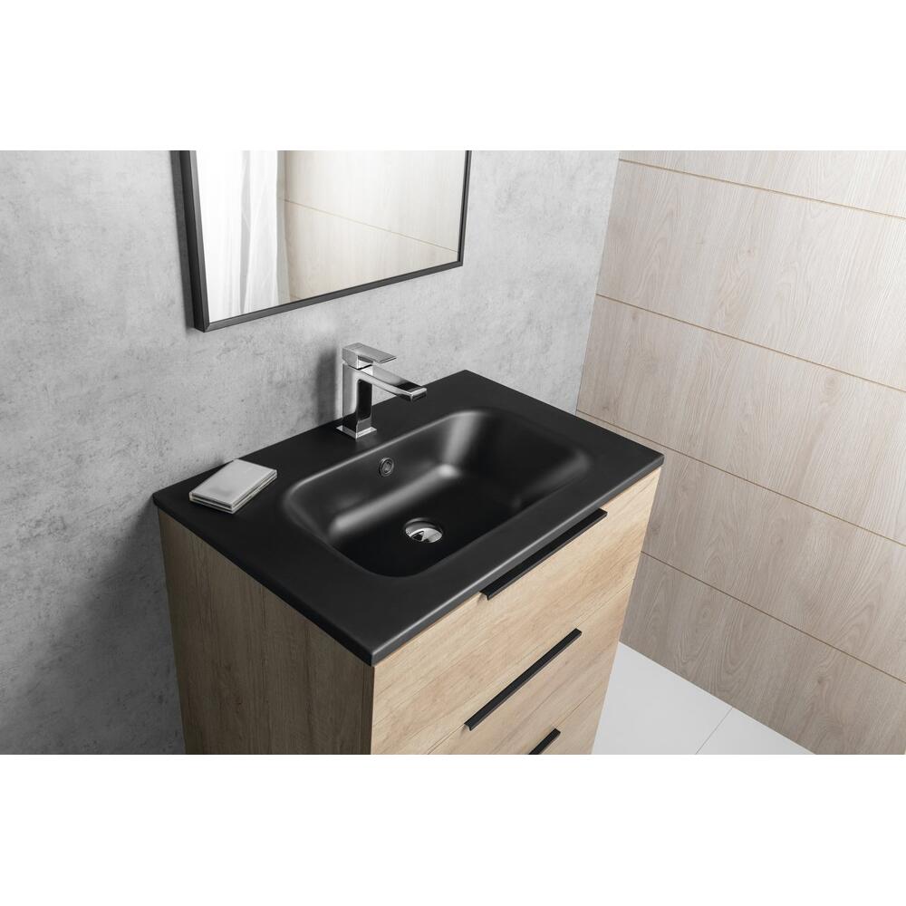SIDRA Gussmarmor-Waschtisch 61x46cm, schwarz matt