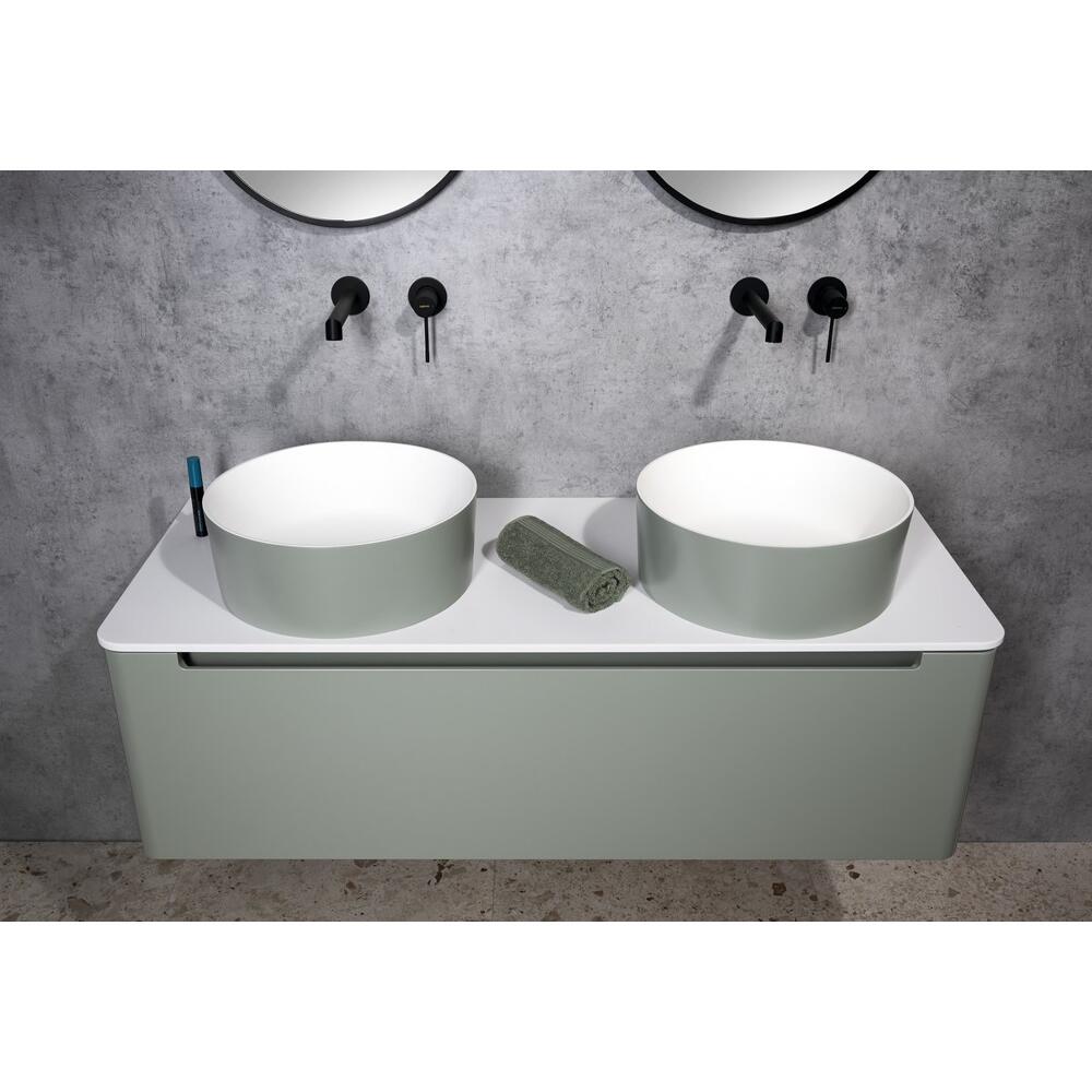 THIN Waschtisch für Arbeitsplatte Ø38 cm, grün/Weiß matt