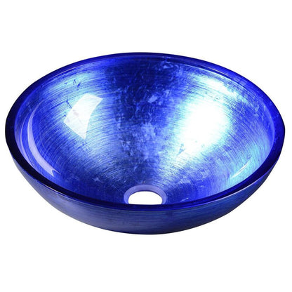 MURANO BLU Glaswaschbecken zum Aufsetzen, Durchmesser 40cm, Blau