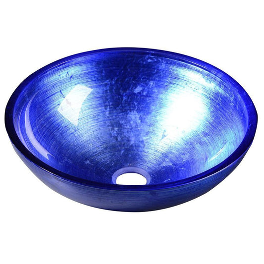 MURANO BLU Glaswaschbecken zum Aufsetzen, Durchmesser 40cm, Blau