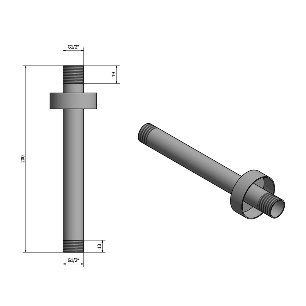 Decken-Duscharm, Rund, 200mm, Gold matt
