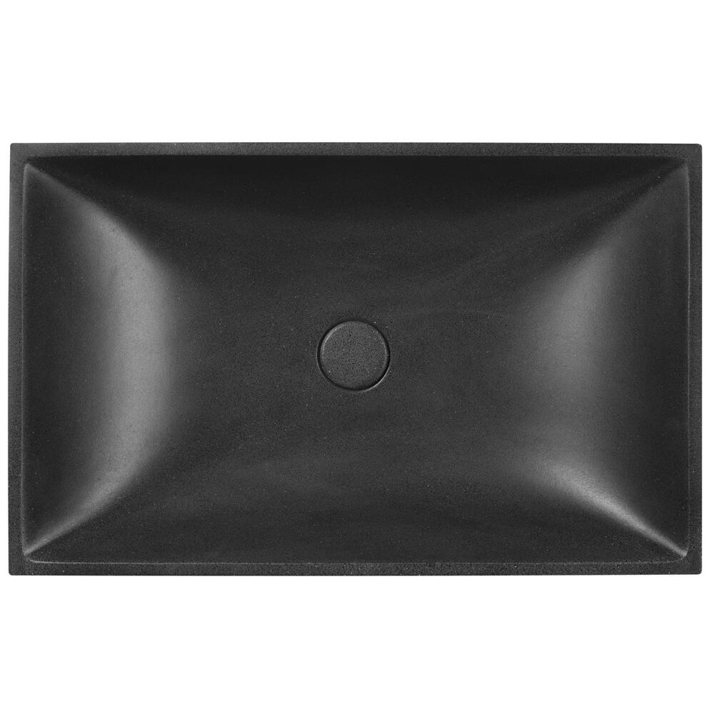 TARANT Betonwaschbecken mit Ablaufgarnitur, 58x36cm, schwarzer Granit