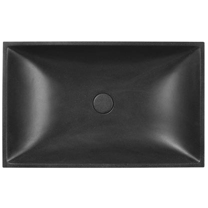 TARANT Betonwaschbecken mit Ablaufgarnitur, 58x36cm, schwarzer Granit
