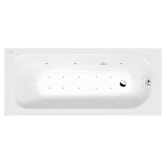 LAURA Whirlpool-Badewanne, 160x70x39cm, Highline Hydro-Air, Chrom