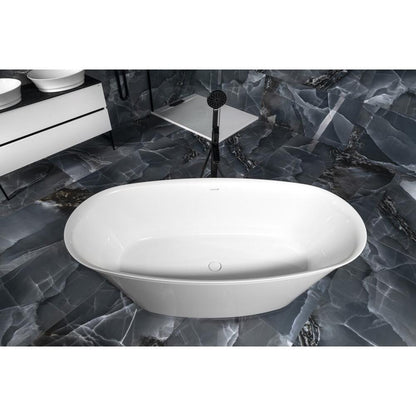 FLORINA Freistehende Gussmarmor-Badewanne 170x80x61cm, weiß